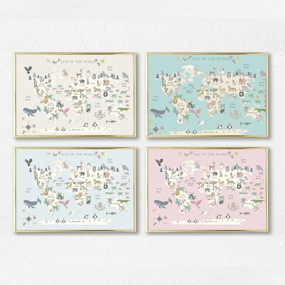 Animal-World-Map-Nursery-Wall-Art-Canvas-Painting-Scandinavian-Posters-and-Prints-Cute-Cartoon-Animals-Pictures (3)