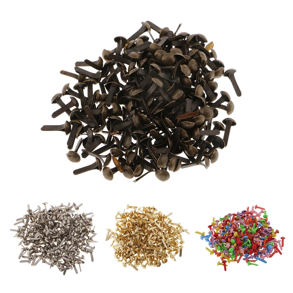 200x Mini Round Head Metal Brads Scrapbook Paper Fastener Decorative