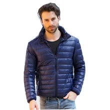 50% утиный мужской пуховик большого размера 4XL 5XL 6XL тонкая Сверхлегкая куртка мужская легкая зимняя теплая пуховая куртка тонкий синий