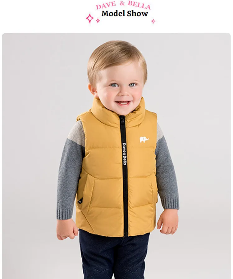 DB11670 dave bella/зимняя однотонная жилетка унисекс для малышей Детское ультралегкое пуховое пальто без рукавов модная верхняя одежда высокого качества для малышей