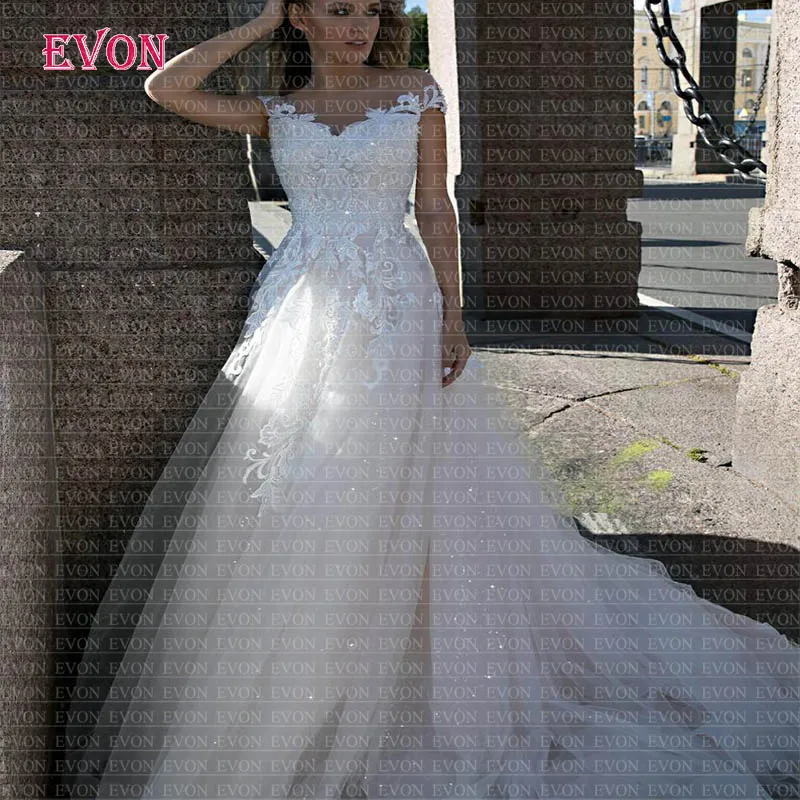 Boho cap рукава ТРАПЕЦИЕВИДНОЕ свадебное платье 2019 Элегантный Совок кружевное свадебное платье с блестками Vestido De Noiva с кружевными