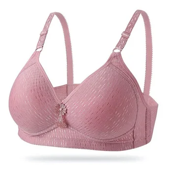 

Big Size Bras For Fat Big Breast Women Unpadded Thin Wire Free Cotton Back Closure Plain Lingerie Bras 2020 Hot Sales