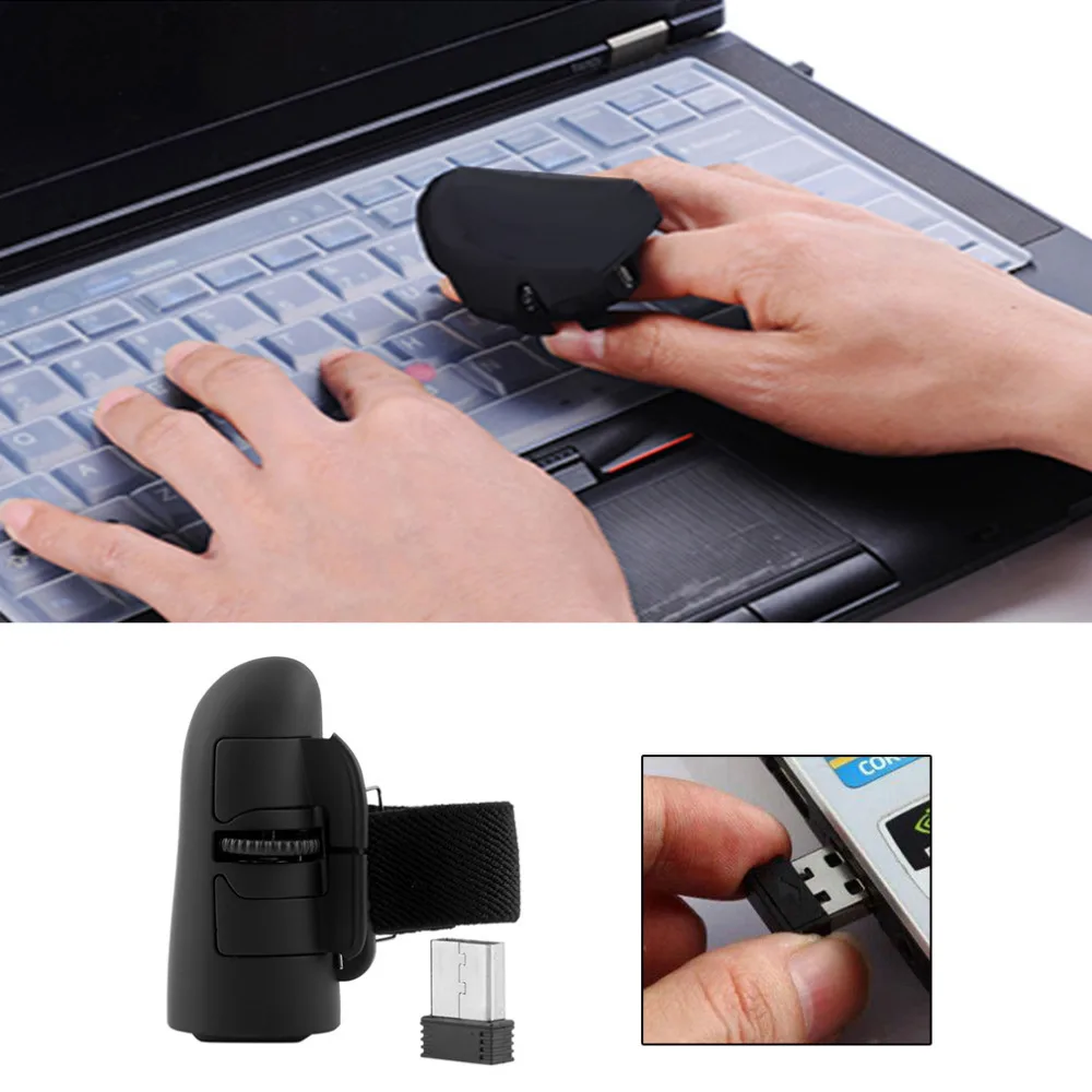 범용 USB 무선 손가락 반지 광학 미니 마우스, 노트북, 태블릿, 데스크탑, PC 마우스용 1600Dpi, 2.4GHz
