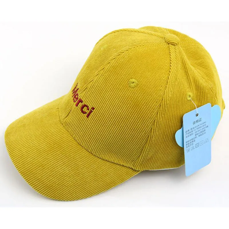 merci yellow Doitbest от 2 до 8 лет, зимняя детская бейсболка в стиле хип-хоп, осенняя Вельветовая вышивка, Детские солнечные шляпы для мальчиков и девочек, бейсболка с колпаком - Цвет: merci yellow