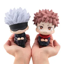 Anime jujutsu kaisen estatueta bonito gojo satoru itadori yuji olhar para cima pvc anime figura de ação