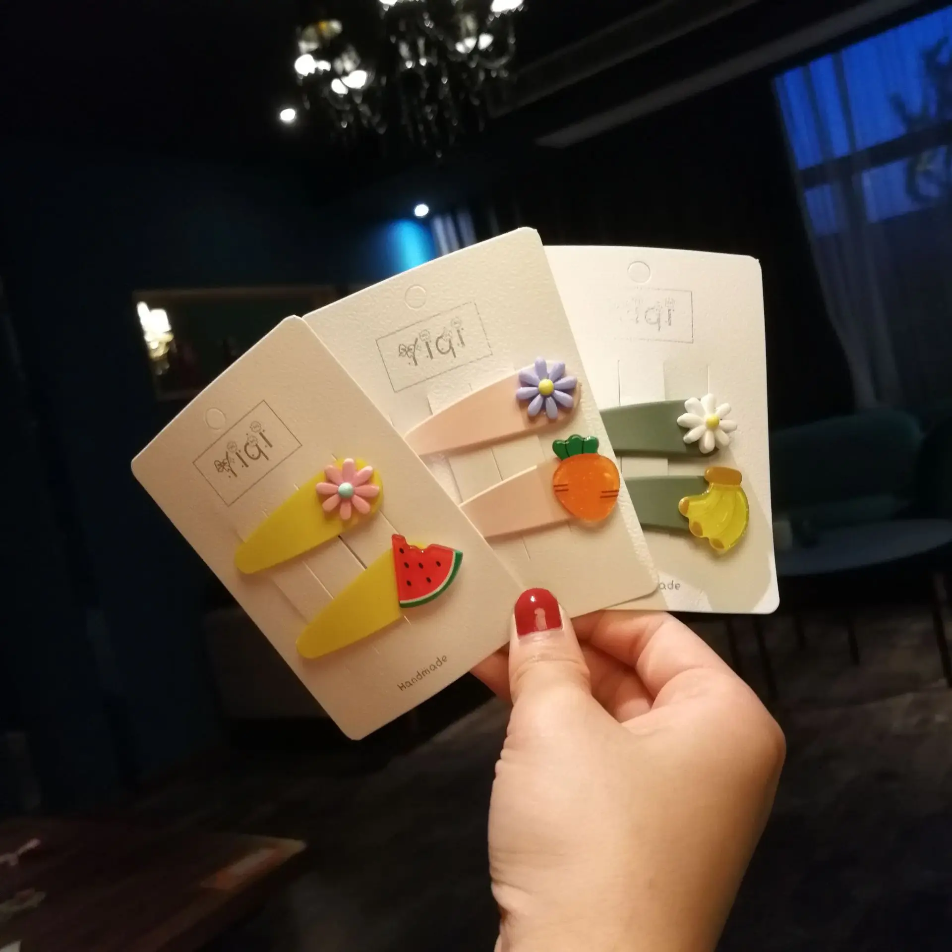 

Hipster Fruit BB Clip Korean-style Colorful Crystals Barrettes Cute GIRL'S Banana Clip Combination Children Parent And Child Ban