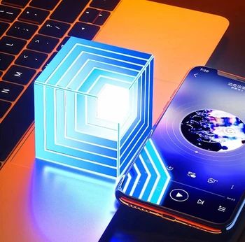 

LED Bluetooth speaker Square mini portable outdoor wireless speaker 3D stereo subwoofer soundbar Support TF with Mic phone Hand