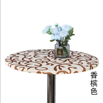 

Tablecloth Protective Dustproof Kitchen Round Fitted Party Desk Cover Printed Dining Room Elastic Home Decor Indoor Outdoor