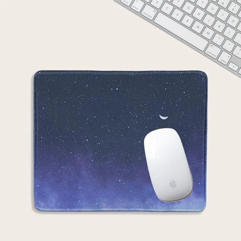 

New starry sky illustration computer non-slip rubber game mouse pad computer desk thickened lock edge mouse wrist pad