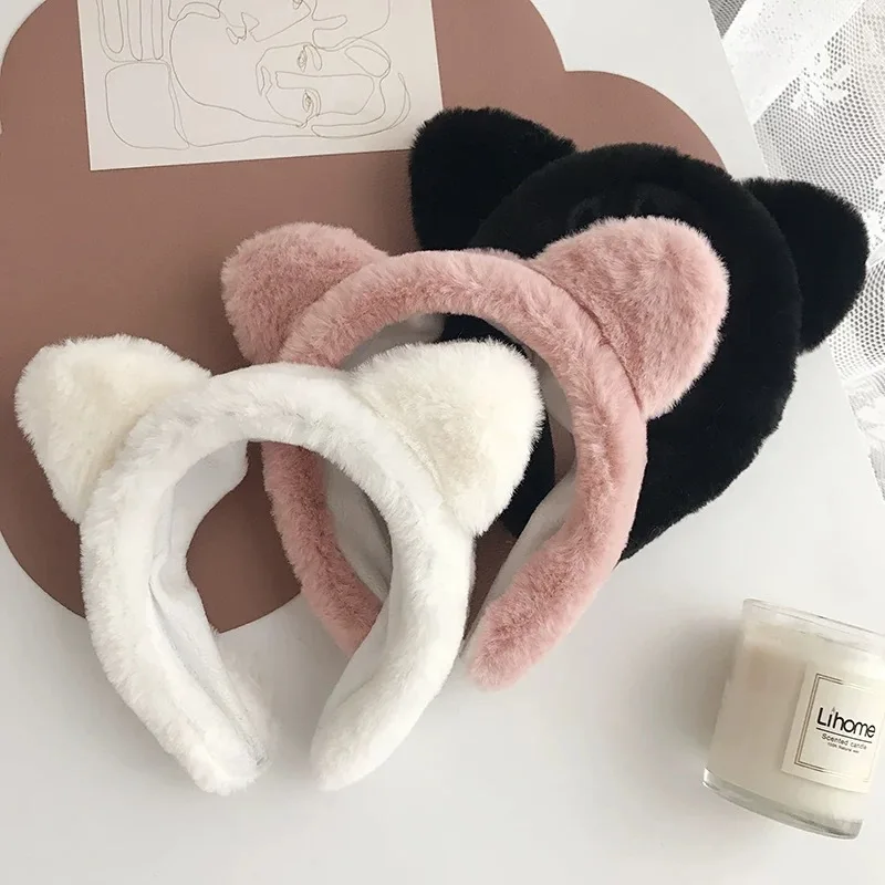 Hair band female wash face cat ears headband net red simple cute girl heart wide-brimmed plush hair band hairpin head jewelry pink heart shaped compressed face wash puff made of wood pulp cotton that becomes larger when exposed to water skin care tool