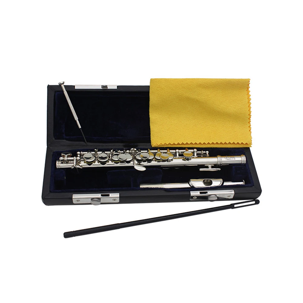 Flute C Key Piccolo Half-size Flute Silver Plated Cupronickel Piccolo With Leather Case Cleaning Cloth Screwdriver Accessories