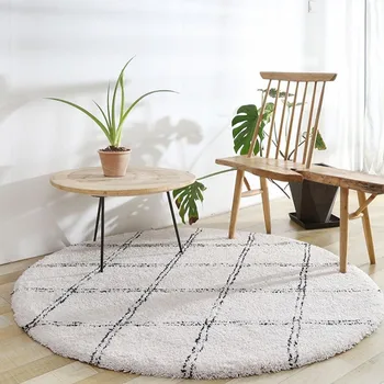 

All match beige color round shaped geometric area rug, big size home decoration Morocco pattern living room carpet 3cm thick