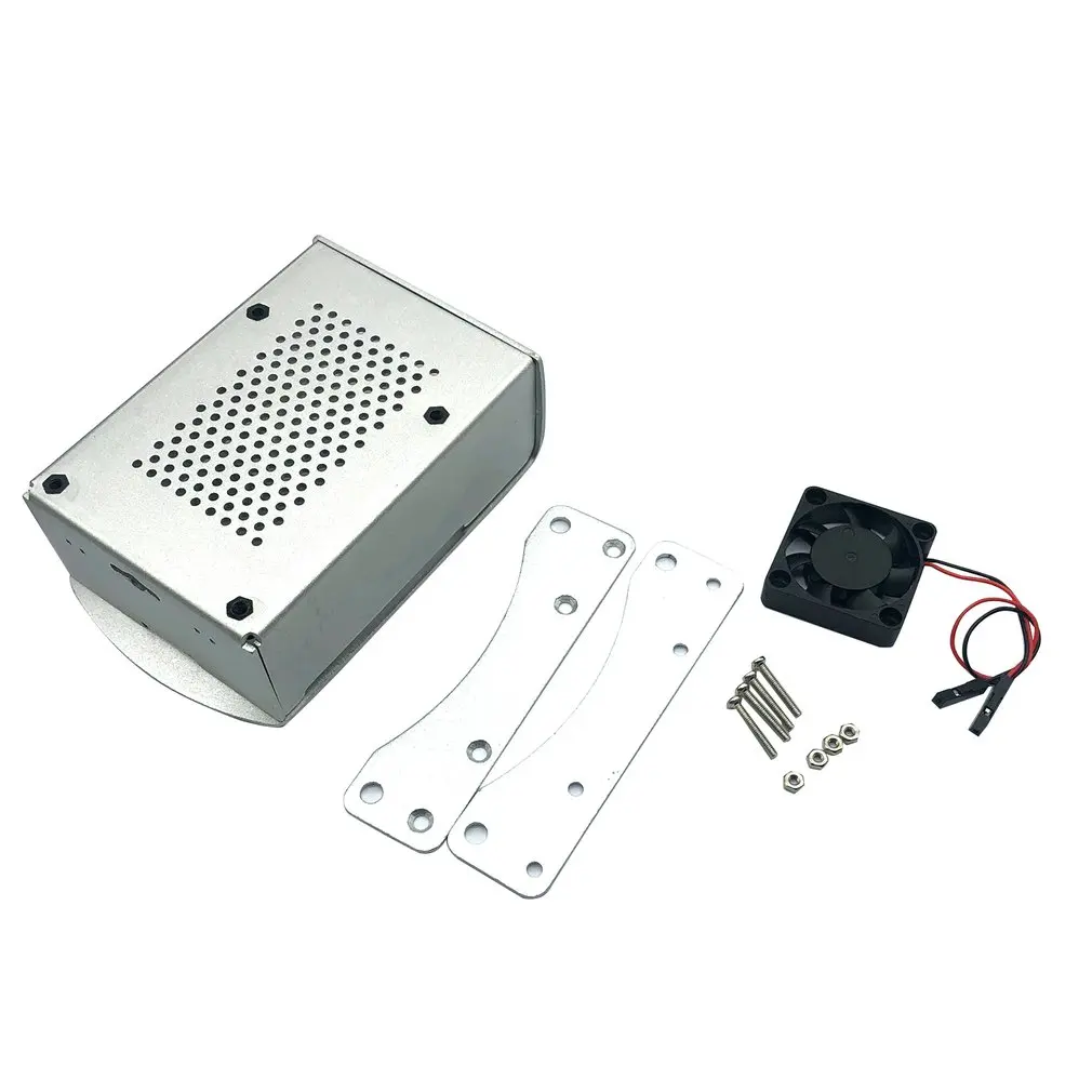 Для Raspberry Pi 4B алюминиевый корпус серебристый металлический корпус коробка с вентилятором серебристый корпус для RPI 4 Модель B RPI 4B чехол