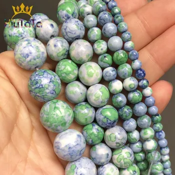 

Natural Stone Beads Light Green Colorful Rain Jaspers Round Beads For Jewelry Making DIY Bracelet Accessories 15'' 4/6/8/10/12mm