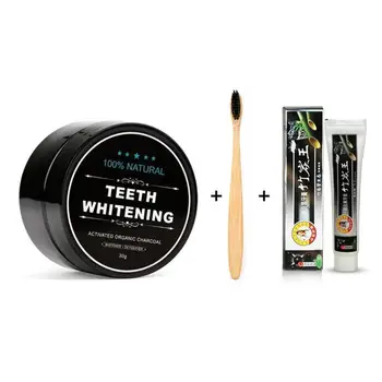 

Teeth Whitening Set Bamboo Charcoal Toothpaste Strong Formula Whitening Tooth Powder Toothbrush Oral Hygiene Cleaning