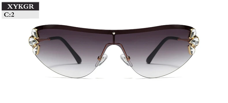 C2 XYKGR fashion trend piece sunglasses women brand design luxury sunglasses ocean lens rhinestone sunglasses - Цвет линз: C2