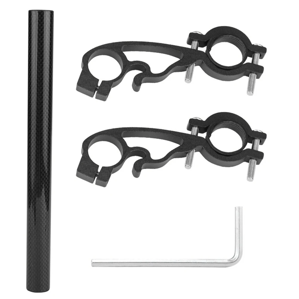 Bicycle Handlebar Extender 25cm Carbon Tube Double Clamp Alloy Bracket Extension Bike Light GPS Computer Stem Tube