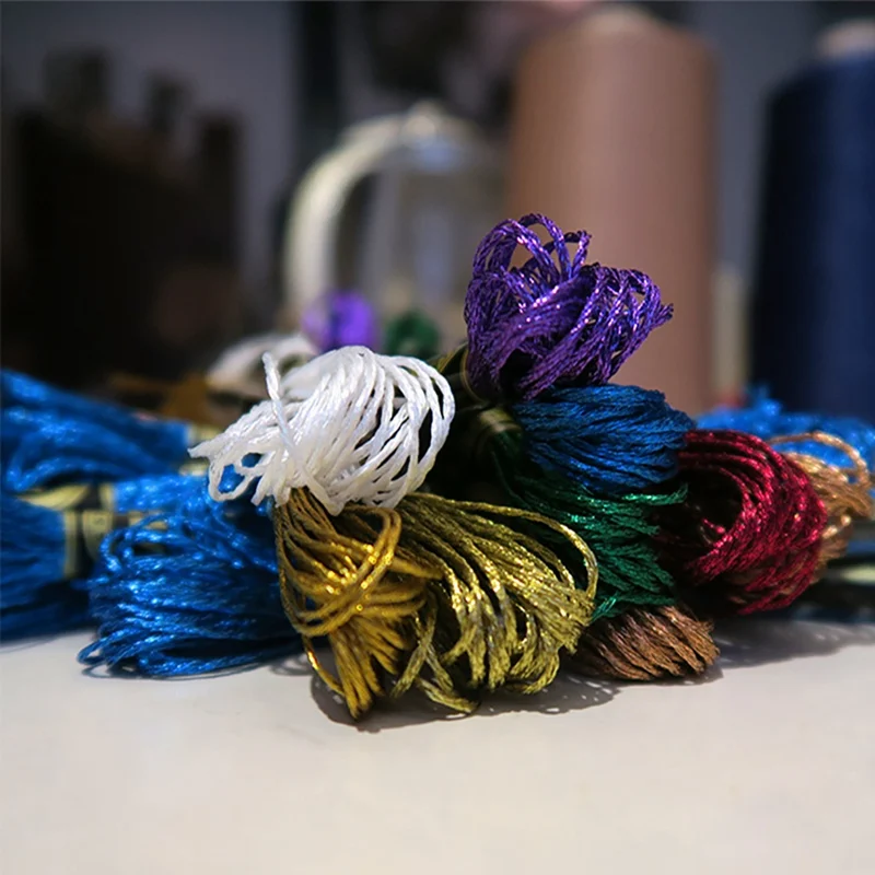 2020 8 Meters 12 Strands Colorful Metallic Thread  Handmade Cross-stitch Wiring Thread Gold Silk Embroidery Thread