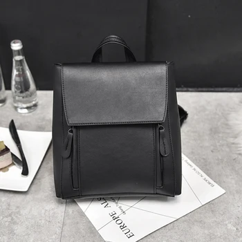 

2020 Women Girl Leather Shoulder Bookbags School Bag Satchel Travel Backpack (Black)