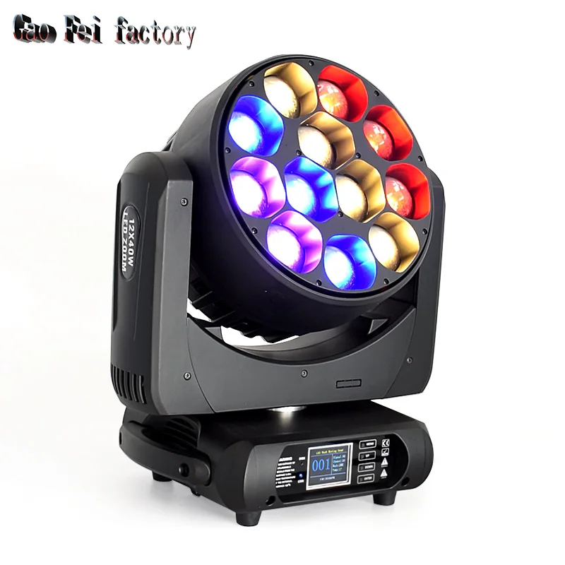 

Lyre Wash Dmx Stage Effect Lighting 4In1 RGBW 12X40W Bee Eyes Beam Moving Head Led Zoom Wash Light For Disco DJ Nigh Club Party