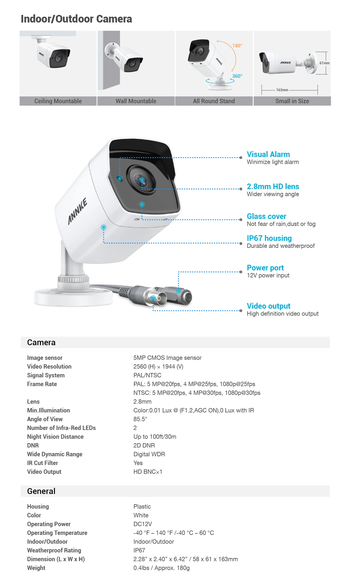 ANNKE 8CH 5MP Ultra HD система видеонаблюдения 5в1 H.265+ 4K DVR с 4 шт 5MP TVI Всепогодная белая система видеонаблюдения