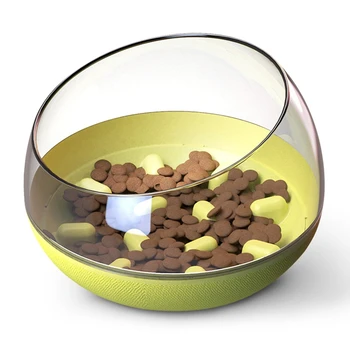 

Dog Slower Feeder Bowl Spill-Proof Pet Tumbler Bowl Large for Fast Eaters Puzzle Toys Slow Feeder IQ Training-Yellow