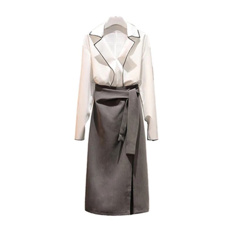 

Женский костюм-двойка с поясом, элегантный женский костюм из двух предметов, весна-лето, T109