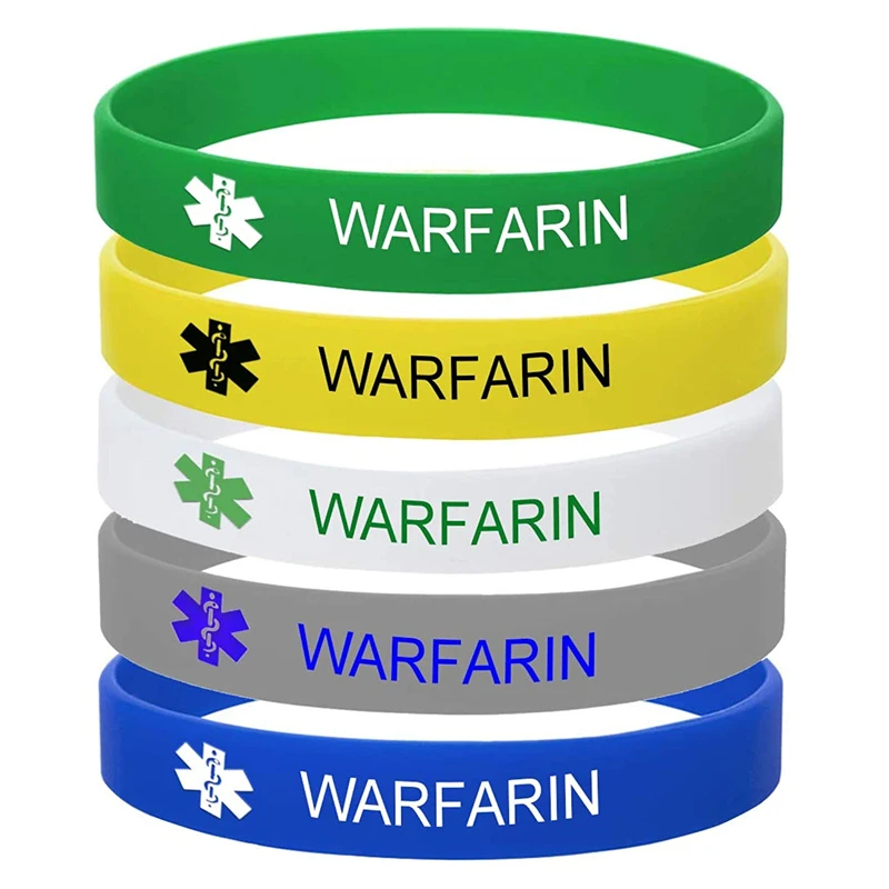 300pcs Medical Alert Id Warfarin Wristbands Silicone Bracelets