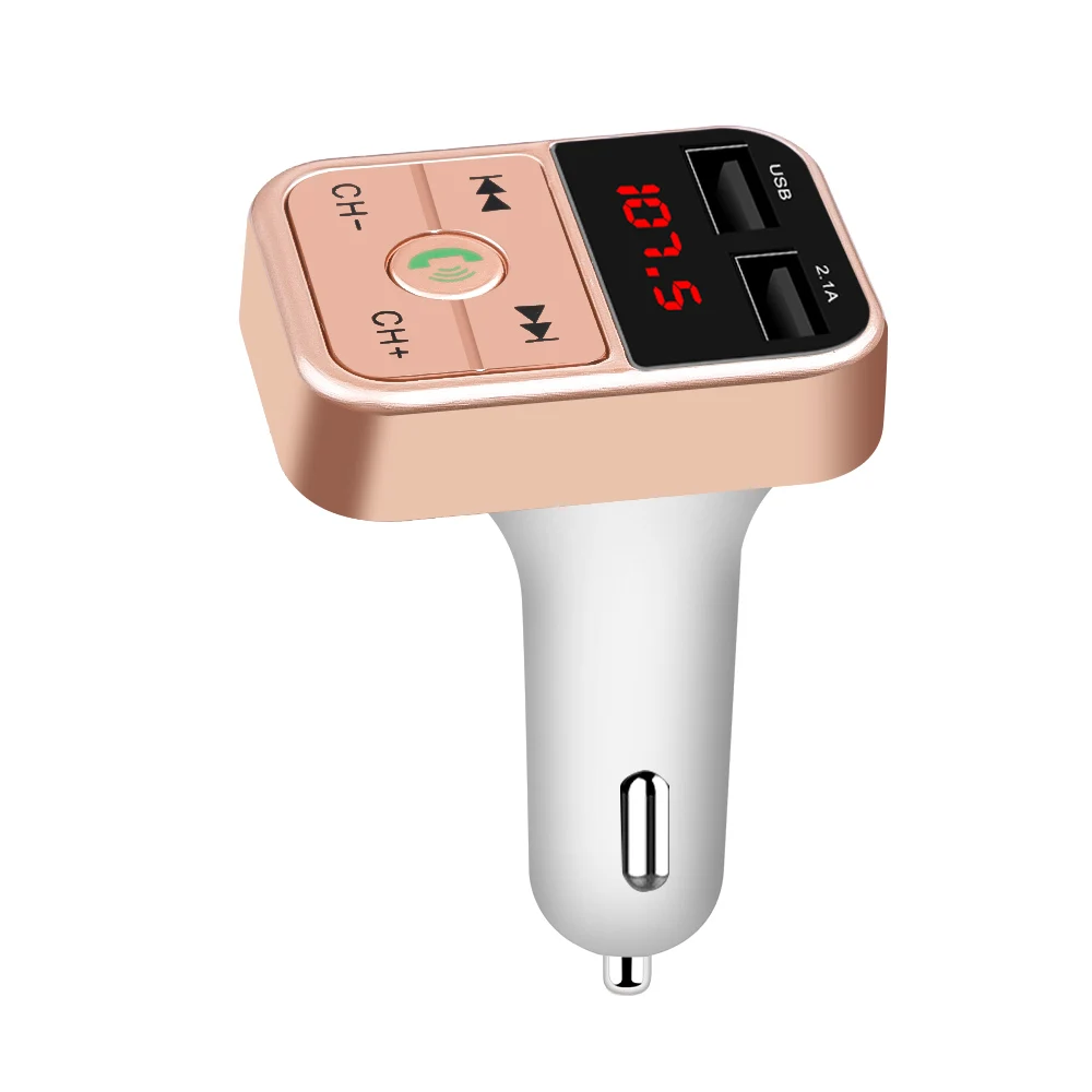 Автомобильное зарядное устройство KEBIDU с двумя USB, Bluetooth, громкая связь, аудио приемник, дисплей напряжения, автомобильный комплект, зарядное устройство для мобильного телефона, Авто mp3-плеер - Тип штекера: gold