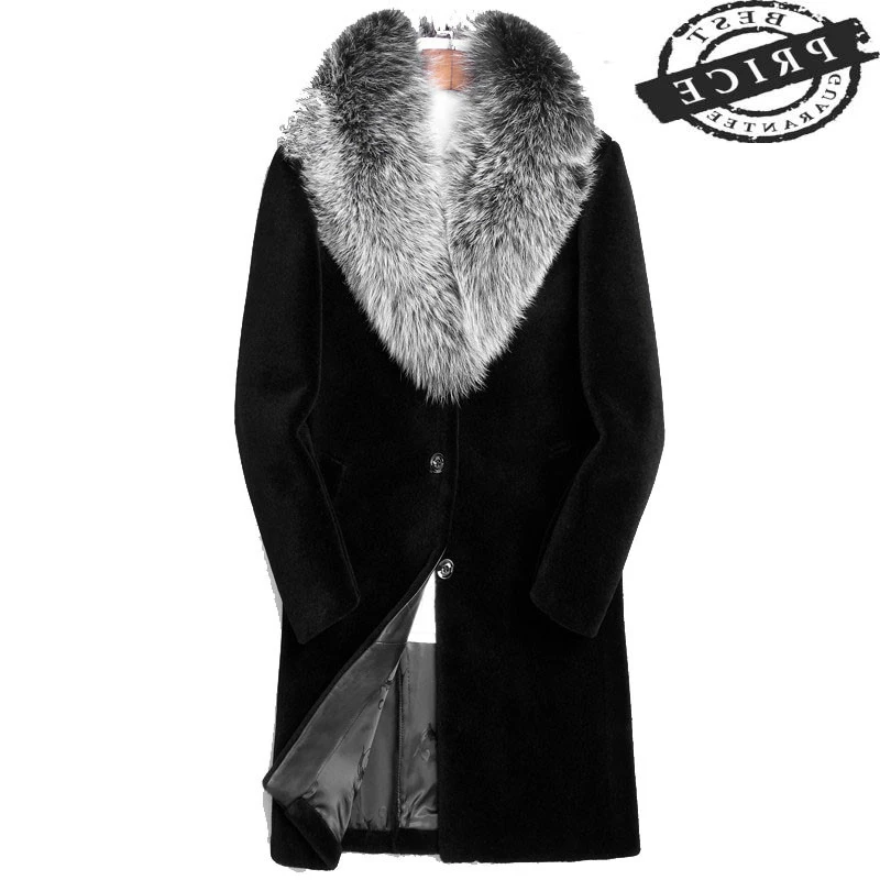 特価イラスト Tcyeekreal羊ムートンファーコート冬のジャケットの男性100 ウールのコートキツネの毛皮の襟ロングコート男性プラスサイズlsy0aa333 My1130 通販激安で人気 Mozambiquehappenings Co Za