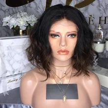 JRX волосы Бразильский Натуральный волнистый смешанные со светлыми волосами Парики швейцарские кружева передние парики короткий стрижка Боб человеческих волос парик предварительно выщипанные волосы