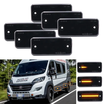 

6X Amber Dynamic Flowing LED Side Marker Light For Iveco Fiat Ducato Citroen Relay Peugeot Boxer Renault VOLVO MAN