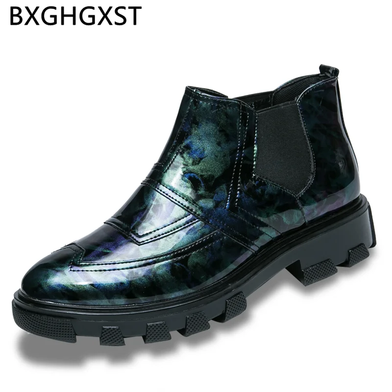 mens patent leather dress boots