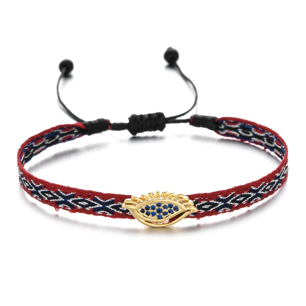 ZMZY Bohemian Handmade Woven Drawstring Ethic Bracelets for Women Evil Eye Charm Rhinestone Crystal Bracelet Femme Gift - Image 3