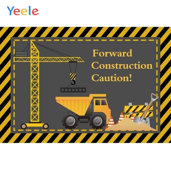 

Yeele Forward Construction Caution Sign Excavator Photography Backgrounds Photographic Customized Backdrops for Photo Studio