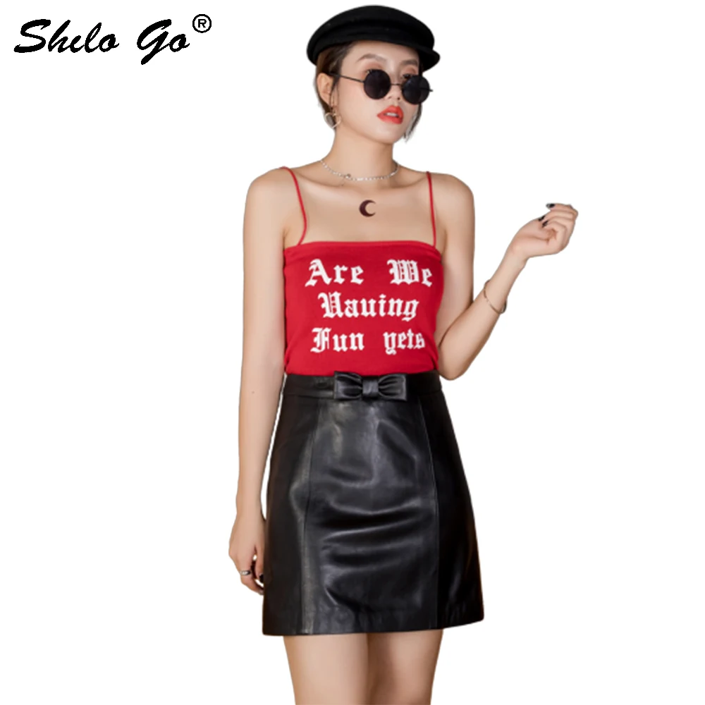 Lederen Rokken Elegante Boog Front Detail Hoge Taille Schapenvacht EEN Lijn Rok Vrouwen Casual Office Lady Kokerrok Vrouwelijke Lederen Rokken Elegante Boog Front Detail Hoge Taille Schapenvacht EEN Lijn Rok Vrouwen Casual Office Lady Kokerrok Vrouwelijke