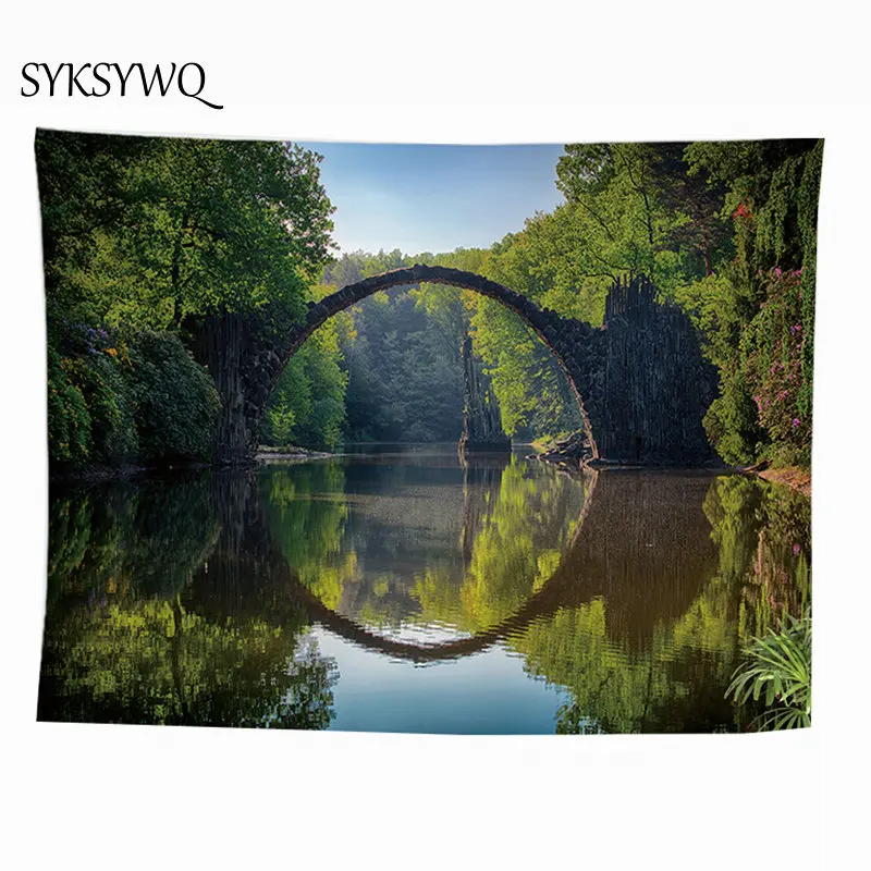 

nature scenery stream wall tapestry forest wall hanging drop shipping polyester wall paper blanket