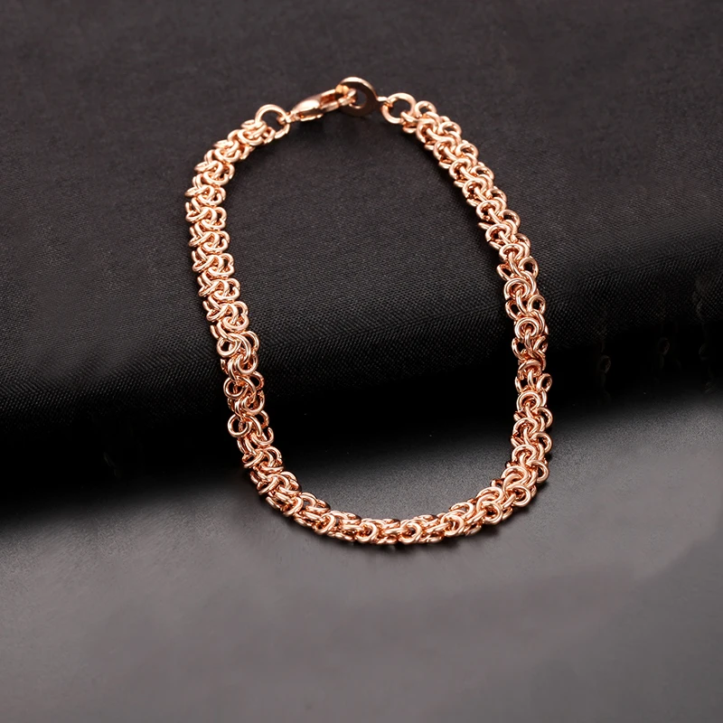 Женские и мужские смарт цепочки 585 золотого цвета розового тонкие цепи