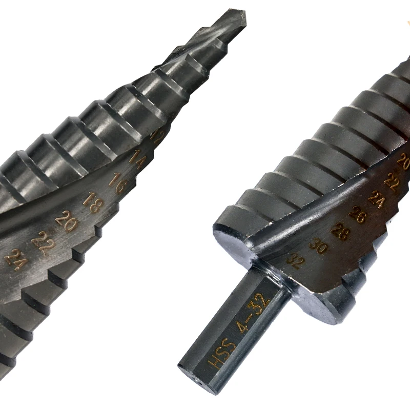 HSS 4-12/20/32 mm Lochschneider in Pagodenform, 6–30 mm Spiral-Kobaltbeschichteter Stufenkegelbohrer für Holz-Elektrowerkzeuge – Detail 4
