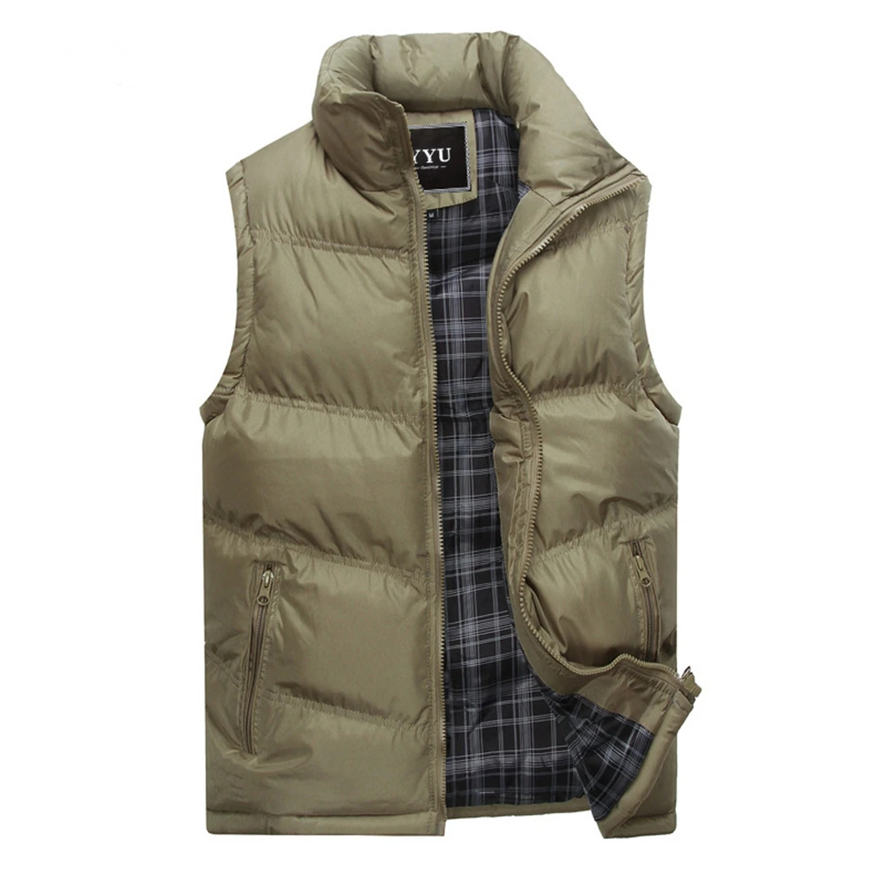 

Casual Men's Vest Jacket Solid Color Sleeveless Vest Fall/Winter Stand Collar Down Cotton Fashion Thicken Warm Soft Jacket 2023
