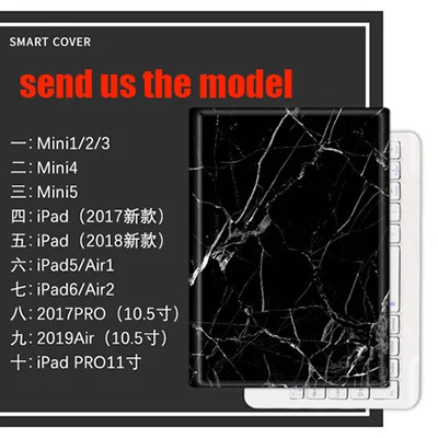 black Мраморный Чехол для iPad 9,7 дюймов Air 1 2 3 Mini 1 2 3 защитный чехол+ беспроводная клавиатура Bluetooth - Цвет: black