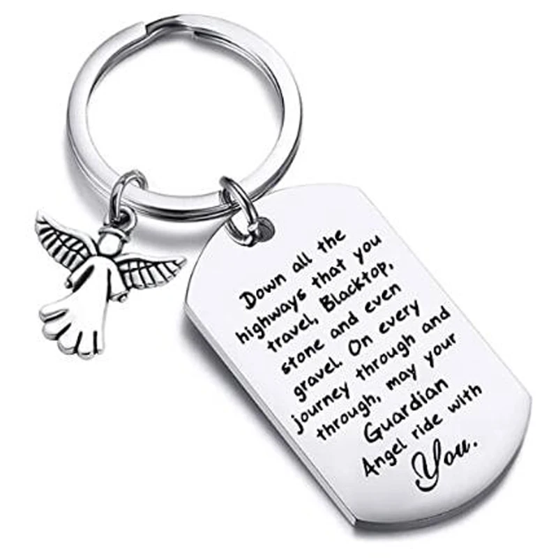 Portachiavi Moto Personalizzato Con Incisione 'May Your Guardian Angel Ride With You' - Regalo Per Motociclisti, Papà, Marito O Fidanzato - 2