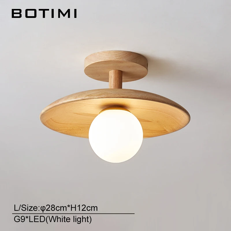 Modern Nature Wood Ceiling Lamp For Living Room 18CM 28CM Round Surface Mounted Bedroom Lights Dining Kitchen Wooden Luminaires recessed ceiling Ceiling Lights