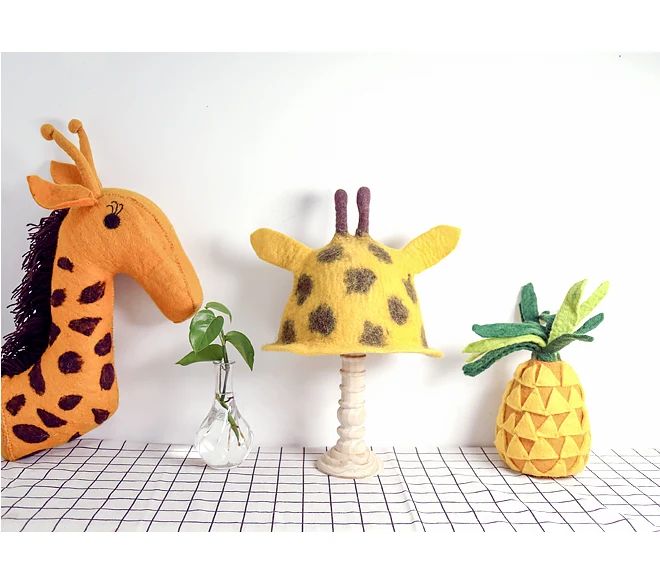 Nepal handmade wool felt giraffe hat cute plush velvet female temperament personality female hat