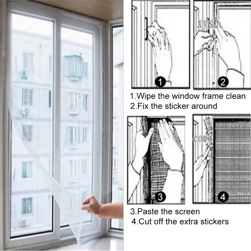 2/4/6 шт. насекомых Fly Москитная сетка Экран Шторы Сетка ошибка с москитной сеткой двери окна самоклеящаяся Шторы протектор Fly Экран