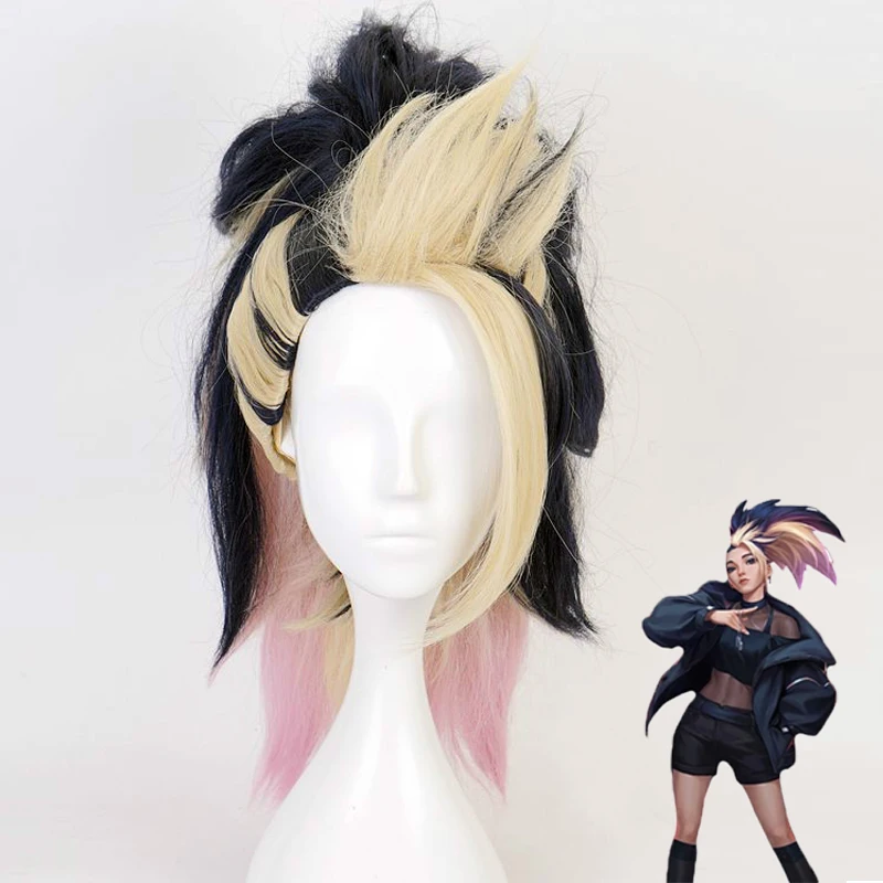 50 см Игра LOL KDA Akali Косплей парики Хэллоуин Женщины Девушки Лига Легенд парик