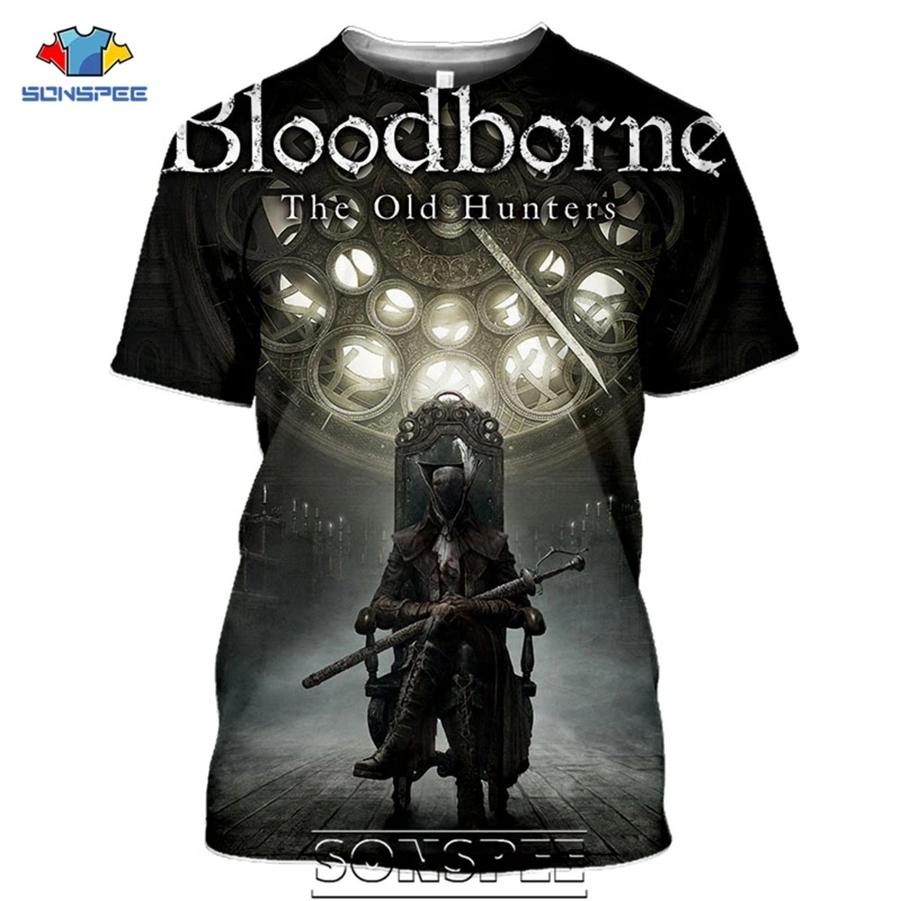 

Футболка SONSPEE Bloodborne Мужская, повседневная тенниска с 3D принтом «Игра ужасов», уличная одежда, аниме «темнота», в стиле Харадзюку
