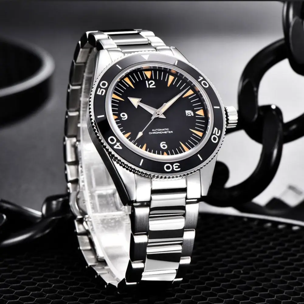 Custom Logo NH35A Watch 100 Waterproof Mens 41mm Sapphire Ceramic Bezel Male Mechanical Clock Diver Sports Automatic Wristwatch