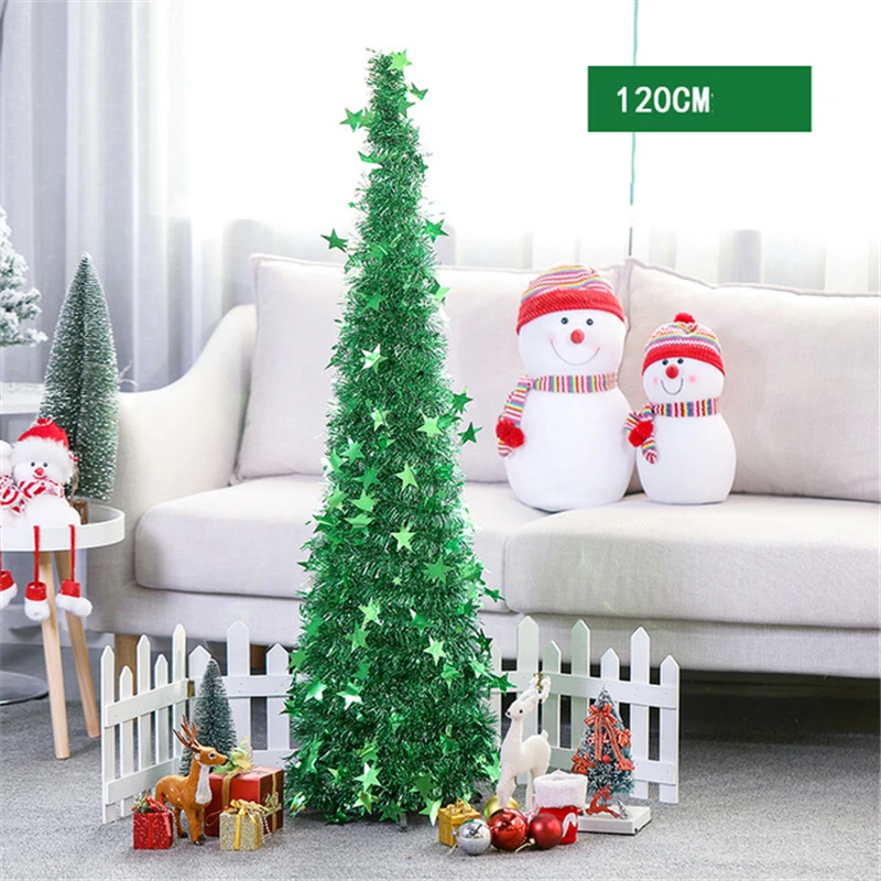120cm green Рождественская елка, блестящая Звезда, блестящая гирлянда, Рождественское украшение, тянущаяся Цветочная елка, домашнее рождественское украшение - Цвет: 120cm green