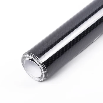 

Glossy Carbon Fiber Black Sticker Vinyl Roll 12*60\" Interior Auto Film
